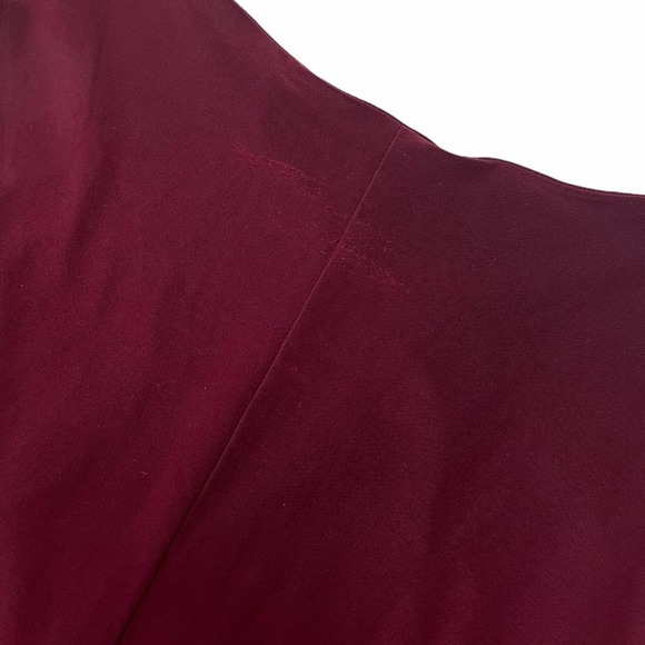 Donna Mizani | Red V-Neck Long Sleeve Ruched Sasha Midi Dress - Picture 5 of 13